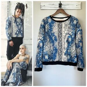 GARYGRAHAM422 XXL XL L Unisex Fleece Lined Patched Seeatshirt • Floral Print